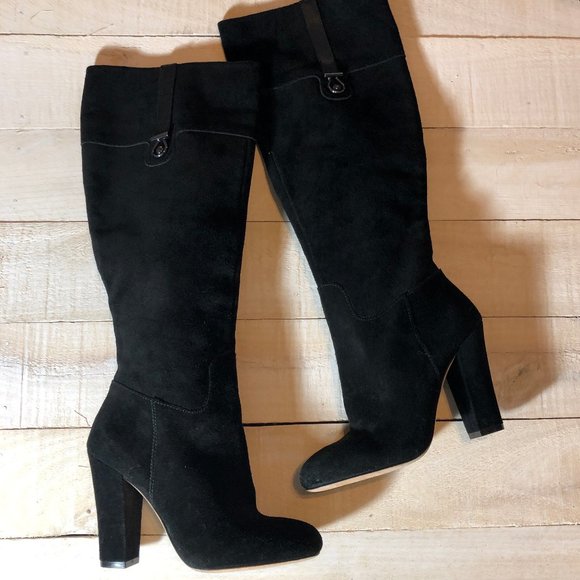 Joan & David Sterla Black Suede heeled Knee High Boots - New -No Box - Picture 1 of 3
